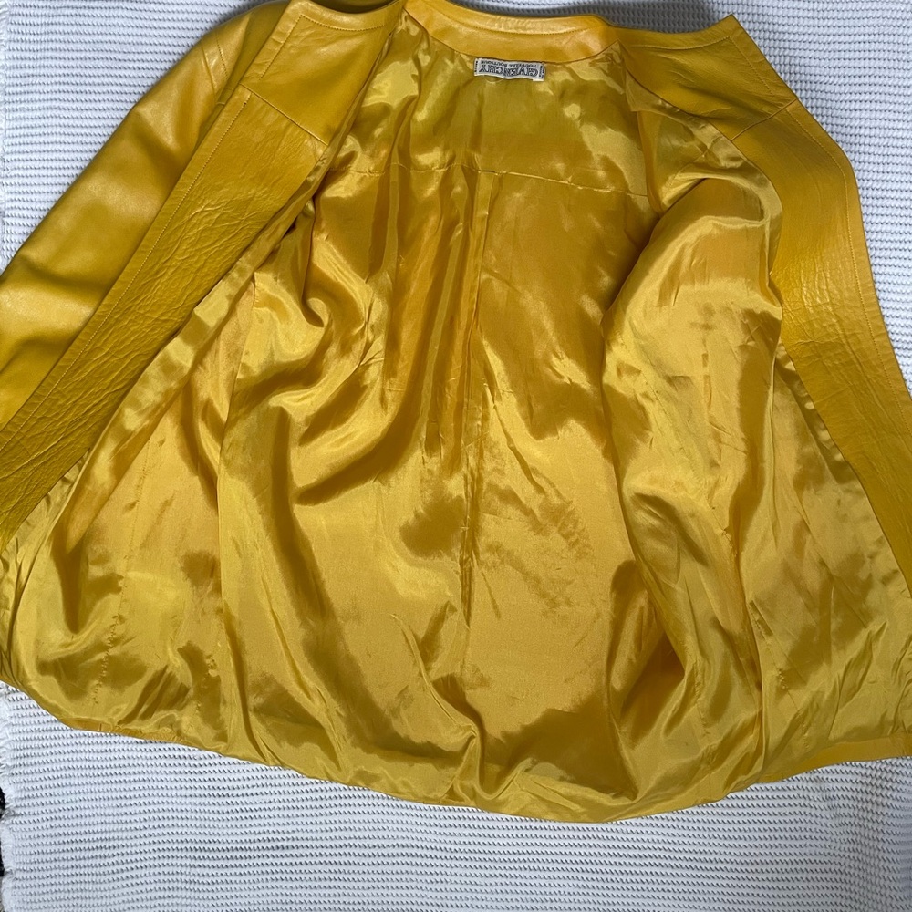 Genuine Vintage Givenchy Leather Jacket Yellow Sz Med Great Condition! Soft. - Picture 11 of 15